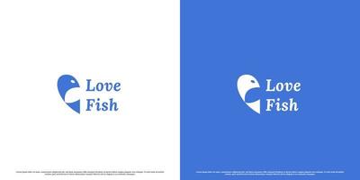 fisk kärlek logotyp design illustration. kreativ abstrakt silhuett av enkel platt fisk kärlek kombination. modern minimalistisk under vattnet djur- design lämplig för företags- företag webb app ikon. vektor