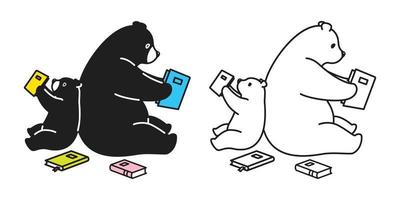 Bär Vektor Polar- Bär Panda Logo Symbol lesen Buch Illustration Karikatur Gekritzel