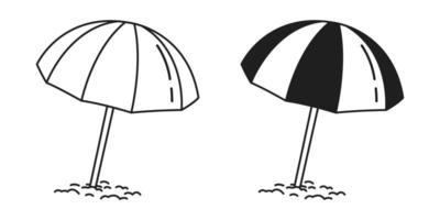 Strand Regenschirm Vektor Logo Symbol Illustration Sommer- Meer Ozean Gekritzel Karikatur