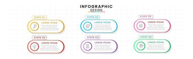 Vektor Infografik Design Vorlage modern Zeitleiste. 6 Optionen oder Schritte, Geschäft Projekt Vorlage zum Präsentation und Bericht.