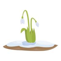 unter Schnee Schneeglöckchen Symbol Karikatur Vektor. Frühling Blume vektor