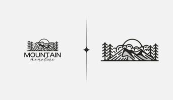 Berg Hügel oben Sonne Strahlen monoline. Universal- kreativ Prämie Symbol. Vektor Zeichen Symbol Logo Vorlage. Vektor Illustration