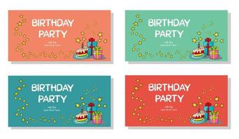 vektor illustration uppsättning av ett inbjudningar till en födelsedag fest