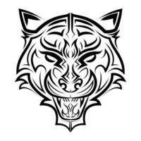 svartvitt streckkonst av tigerhuvudet. bra användning för symbol, maskot, ikon, avatar, tatuering, t-shirtdesign, logotyp eller vilken design du vill ha. vektor