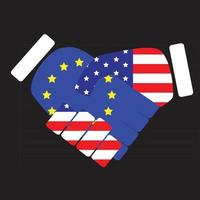 Symbol Zeichen Handschlag europäisch Union und USA vektor