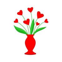 Vase mit Herzen - Vektorillustration auf einem weißen Hintergrund für den Feiertag Valentinstag. vektor