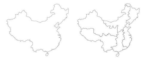 Kina Karta uppsättning med vit svart översikt, transparent bakgrund vektor