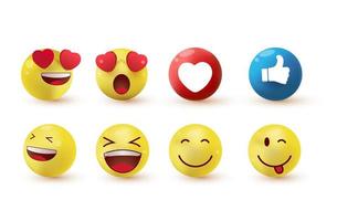 Emoji und Emoticon Gesichter Vektor Satz. Emoji oder Emoticons mit Überraschung, lustig, Lachen, und unheimlich Ausdrücke zum Design Elemente zum Sozial Medien