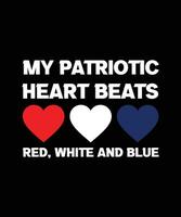 meine patriotisch Herz schlägt Rot, Weiß und Blau. T-Shirt Design. drucken template.typography Vektor Illustration.