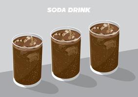 cola soda kall drycker soda i tre glasögon vektor