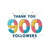 tack 900 följare firande, gratulationskort för sociala nätverk. vektor