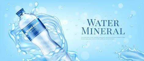 realistisch detailliert 3d Mineral Wasser Plastik Flasche mit rein trinken Anzeigen Banner Konzept Poster Karte. Vektor