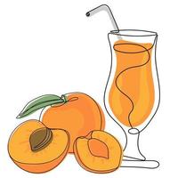 kontinuerlig ett linje teckning av aprikos juice vektor