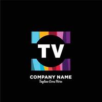 TV första logotyp med färgrik mall vektor. vektor