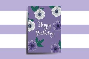 Gruß Karte Geburtstag Karte Digital Aquarell Hand gezeichnet Anemone Blume Design Vorlage vektor