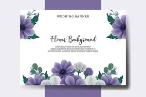 bröllop baner blomma bakgrund, digital vattenfärg hand dragen anemon blomma design mall vektor