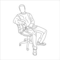 Mann Sitzung auf ein Stuhl Linie Kunst mit Weiß Hintergrund, Illustration Linie Zeichnung. vektor