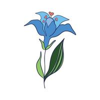 vild blomma. blommig ört- växter med blå blommor. delikat fält och äng vild och örter. botanisk platt vektor illustration av delikat sommar flora isolerat på vit bakgrund