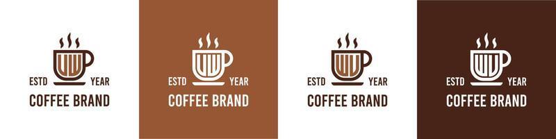 Brief uw und wu Kaffee Logo, geeignet zum irgendein Geschäft verbunden zu Kaffee, Tee, oder andere mit uw oder wu Initialen. vektor