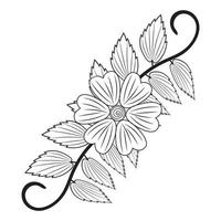 Hand gezeichnet Gekritzel Blumen, botanisch Blumen- tropisch Geäst Gekritzel Blumen- Symbol, Blumen- Kranz, freihändig Gänseblümchen Blume, Design Elemente Blumen- Färbung Seiten, und Blumen- Vektor Illustration