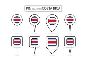 einstellen von eben Stift Costa Rica Flagge Symbol im vielfältig Formen eben Stift Symbol Illustration Design. vektor