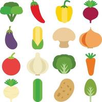 grönsaker platt design vektor set