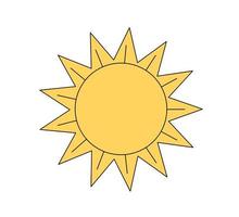 retro häftig stil skinande Sol. psychedelic hippie gammal sol- element med triangel- strålar. abstrakt årgång hippie ljus klistermärke. trendig y2k pop- kultur eller boho design. vektor eps skriva ut