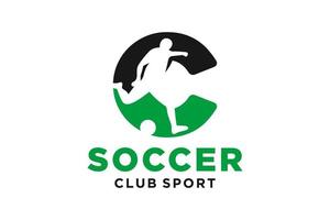 Vektor Initialen Brief c mit Fußball kreativ geometrisch modern Logo Design.