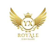 golden Brief yx Vorlage Logo Luxus Gold Brief mit Krone. Monogramm Alphabet . schön königlich Initialen Brief. vektor