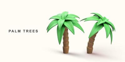 3d realistisch zwei Palme Bäume. Vektor Illustration.