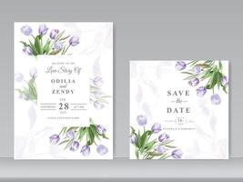 schöne Tulpe Aquarell Hochzeitskarte vektor