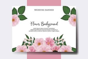 bröllop baner blomma bakgrund, digital vattenfärg hand dragen zinnia och pion blomma design mall vektor