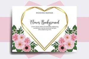 Hochzeit Banner Blume Hintergrund, Digital Aquarell Hand gezeichnet Zinnie und Pfingstrose Blume Design Vorlage vektor