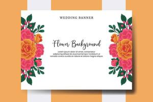 bröllop baner blomma bakgrund, digital vattenfärg hand dragen orange reste sig blomma design mall vektor