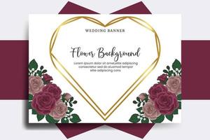 Hochzeit Banner Blume Hintergrund, Digital Aquarell Hand gezeichnet kastanienbraun Rose Blume Design Vorlage vektor