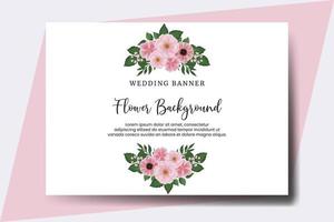 Hochzeit Banner Blume Hintergrund, Digital Aquarell Hand gezeichnet Zinnie und Pfingstrose Blume Design Vorlage vektor