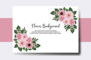 bröllop baner blomma bakgrund, digital vattenfärg hand dragen zinnia och pion blomma design mall vektor