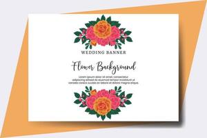 bröllop baner blomma bakgrund, digital vattenfärg hand dragen orange reste sig blomma design mall vektor