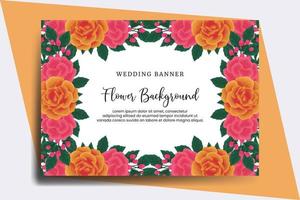 bröllop baner blomma bakgrund, digital vattenfärg hand dragen orange reste sig blomma design mall vektor