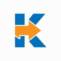 Brief k mit Pfeil Symbol, finanziell Wachstum Logo Design vektor