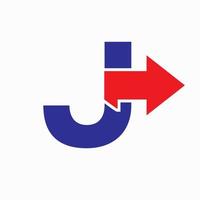 Brief j mit Pfeil Symbol, finanziell Wachstum Logo Design vektor