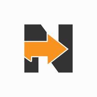 Brief n mit Pfeil Symbol, finanziell Wachstum Logo Design vektor