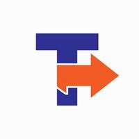 Brief t mit Pfeil Symbol, finanziell Wachstum Logo Design vektor