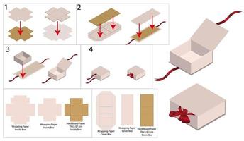 Box Verpackung gestanzte Vorlage Design. 3D-Modell vektor