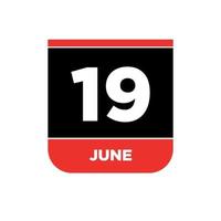 18 .. Juni Kalender Datum Vektor Symbol. 18 Juni Beschriftung.