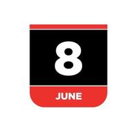 8 .. Juni Kalender Vektor Symbol. 8 Juni Monogramm.