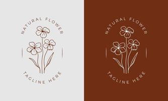 botanisk blommig element hand dragen logotyp med vild blomma och löv. logotyp för spa och skönhet salong, boutique, organisk affär, bröllop, blommig designer, interiör, fotografi, kosmetisk. fri vektor