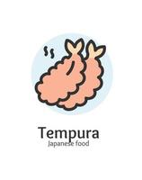 Japan Essen Tempura Zeichen dünn Linie Symbol Emblem Konzept. Vektor