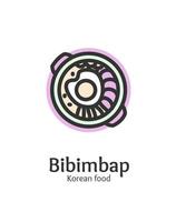 Koreanisch Essen bibimbap Zeichen dünn Linie Symbol Emblem Konzept. Vektor