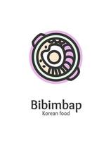 koreanska mat bibimbap tecken tunn linje ikon emblem begrepp. vektor